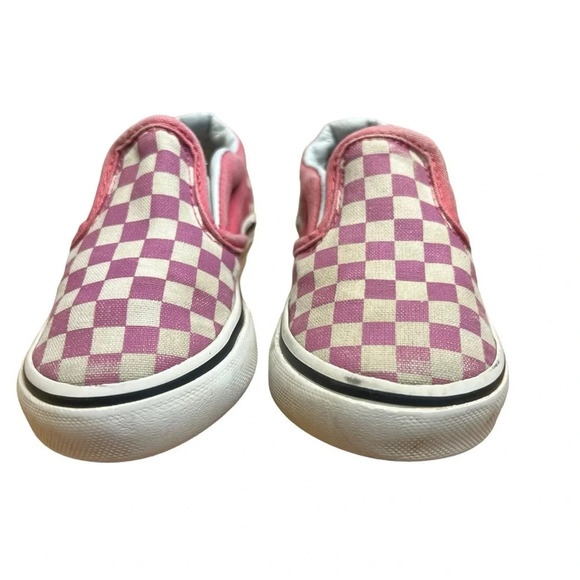 Vans Slip-On V Shoe - Checkerboard Pack- Fuchsia/White - Toddler Girls' 5.5 - Picture 6 of 11